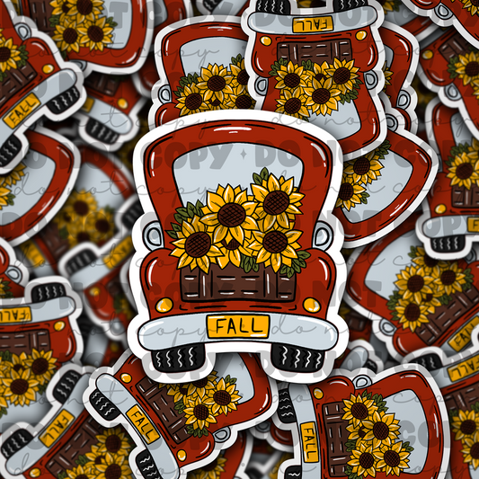 Fall sunflower truck Die cut sticker 3-5 Business Day TAT
