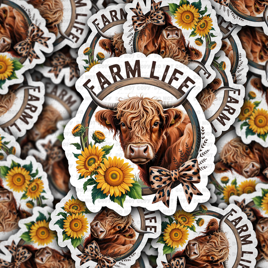 DS -2403 Farm life highland cow Die Cut Sticker