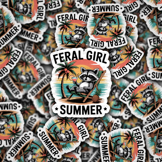 DC 1849 - Feral girl summer Die Cut Sticker