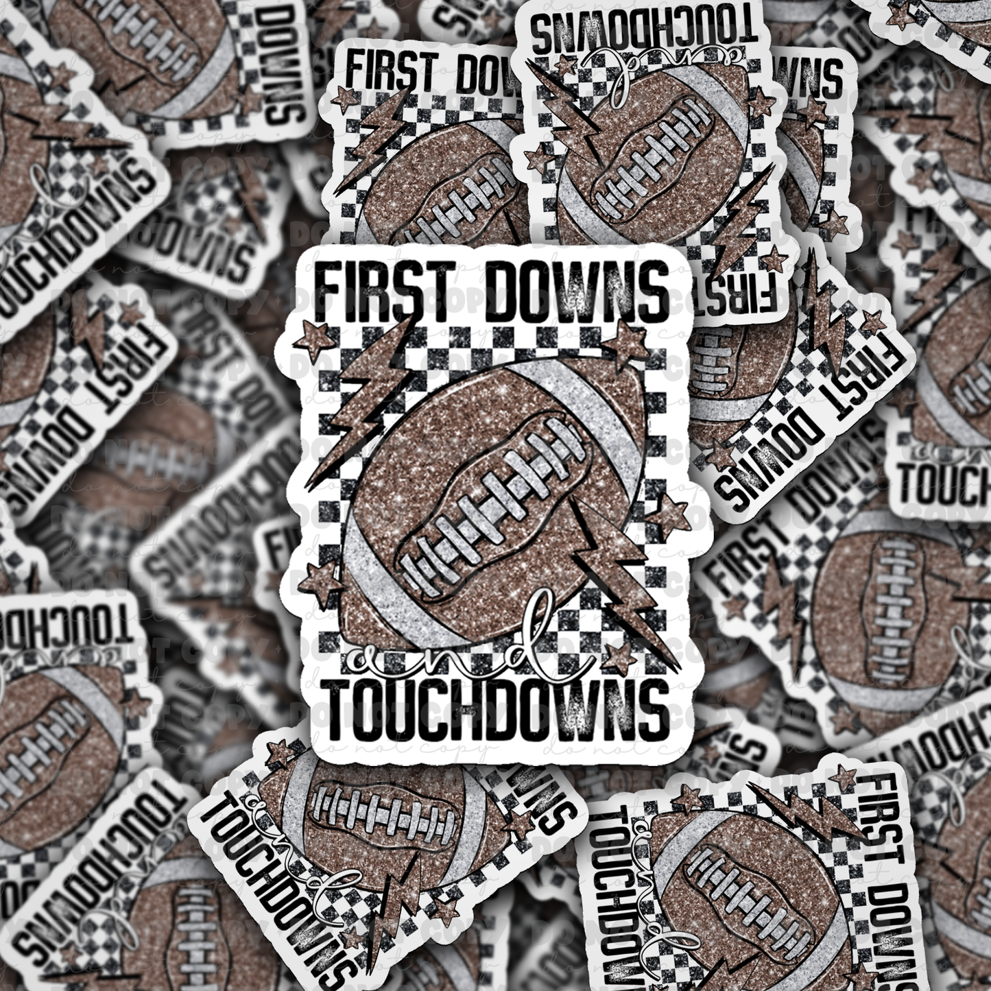 dc460 First down and touchdowns Die cut sticker 3-5 Business Day TAT