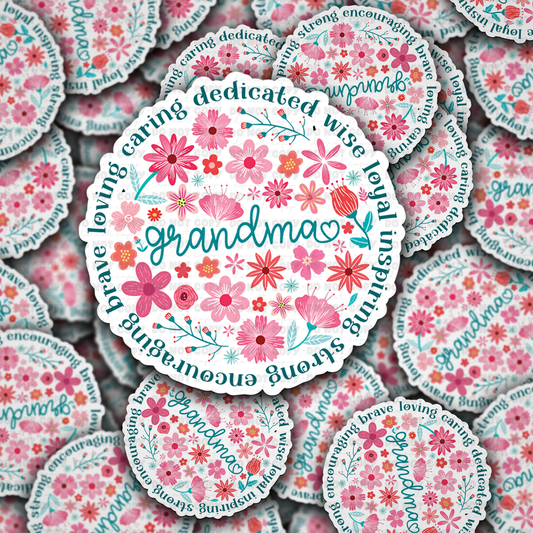 DC 1610 - Grandma loving caring dedicated Die Cut Sticker