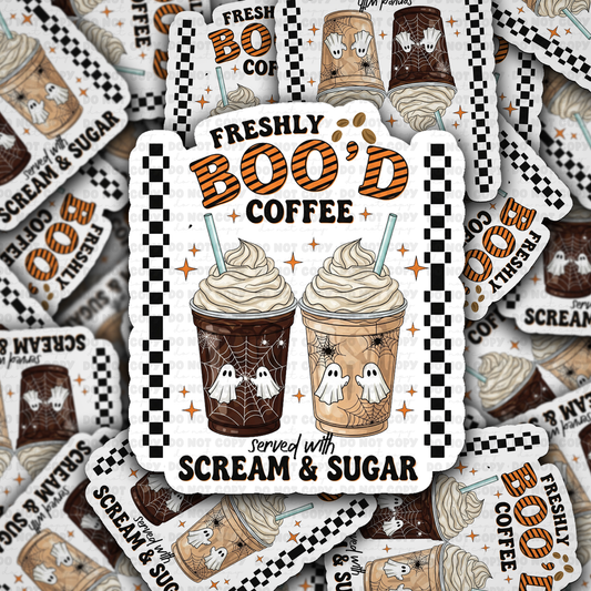 DC 2077 - Freshly boo'd coffee served with scream and sugar Die Cut Sticker