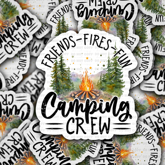 DS 3005 - Friends Fires Fun camping crew Die Cut sticker