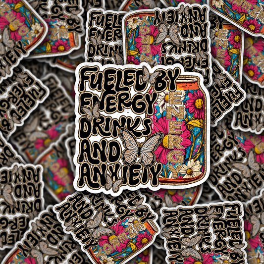 DC 1913 - Fueled by energy drinks and anxiety Die Cut Sticker