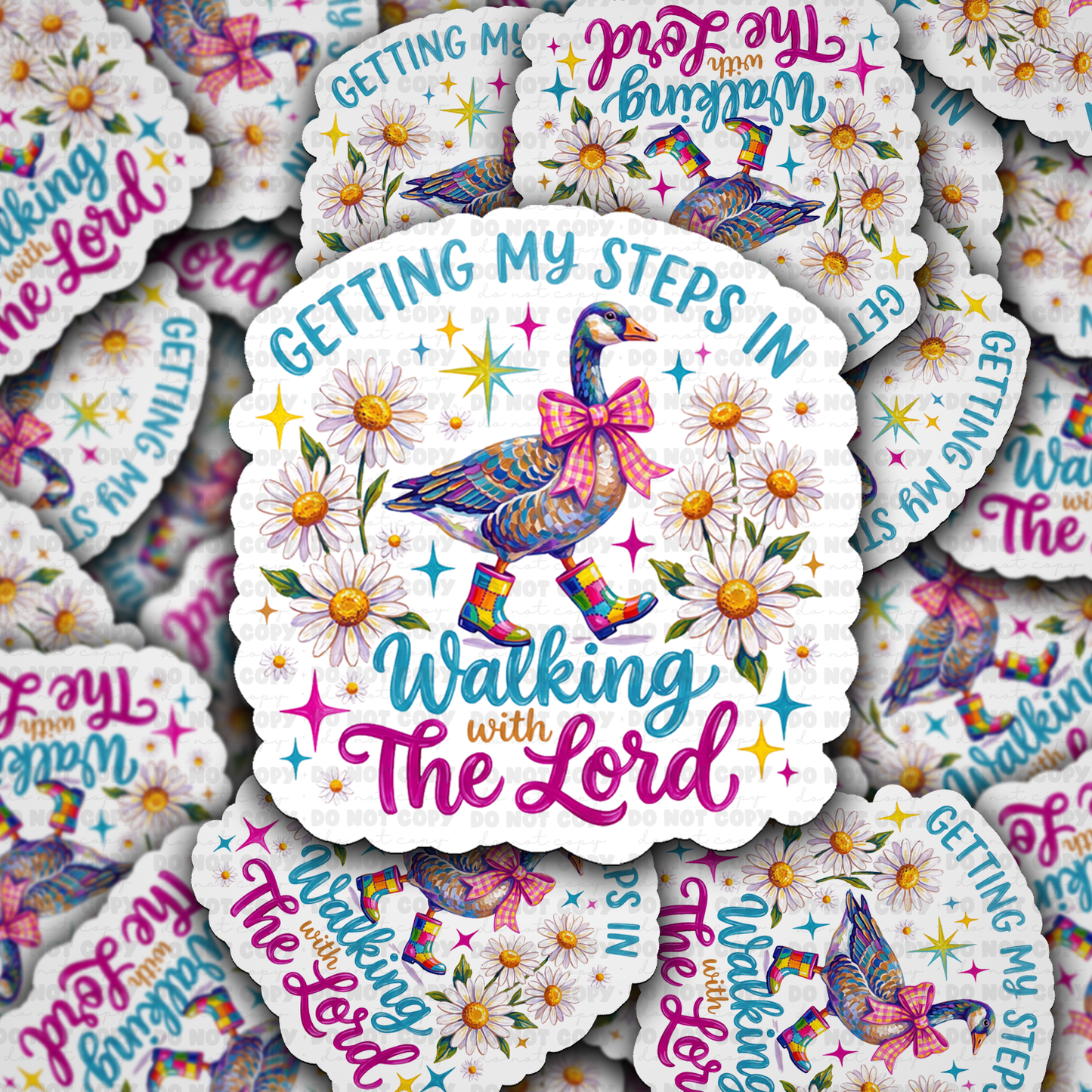 DS 3272 - Getting my steps in walking with the lord Die Cut sticker