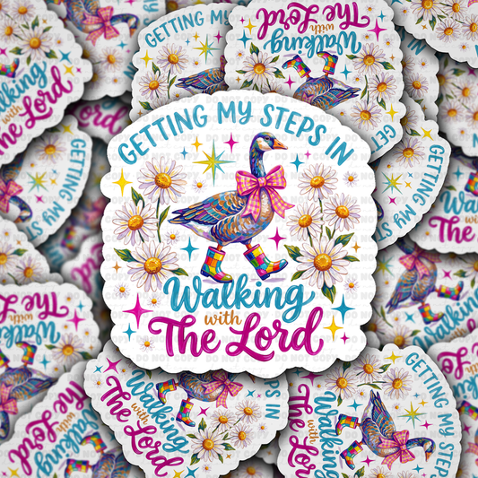 DS 3272 - Getting my steps in walking with the lord Die Cut sticker