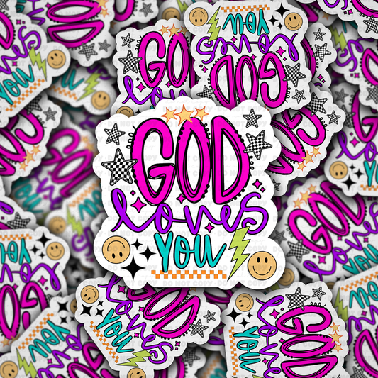 DC 2126 - God loves you Die Cut Sticker