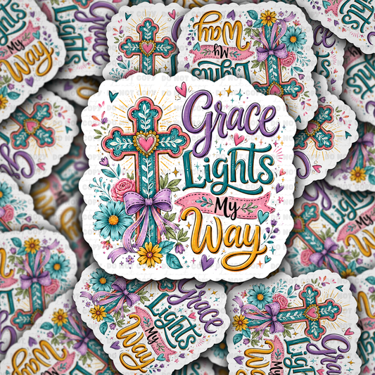 DS 3274 - Grace lights my way Die Cut sticker