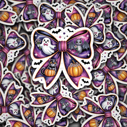 DC 2033 - Halloween ghost pumpkin bow Die Cut Sticker