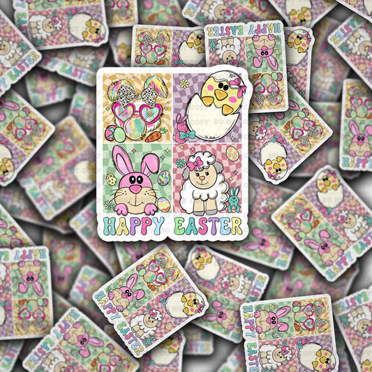 DC 1511 - Happy Easter Square die cut sticker