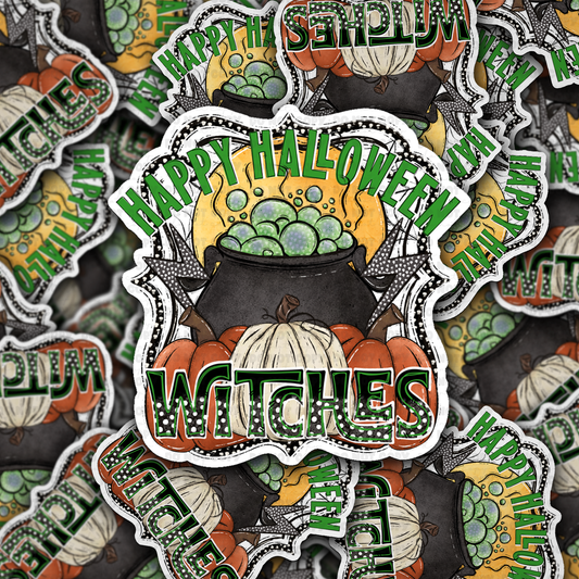 DC 2109 - Happy Halloween witches Die Cut Sticker