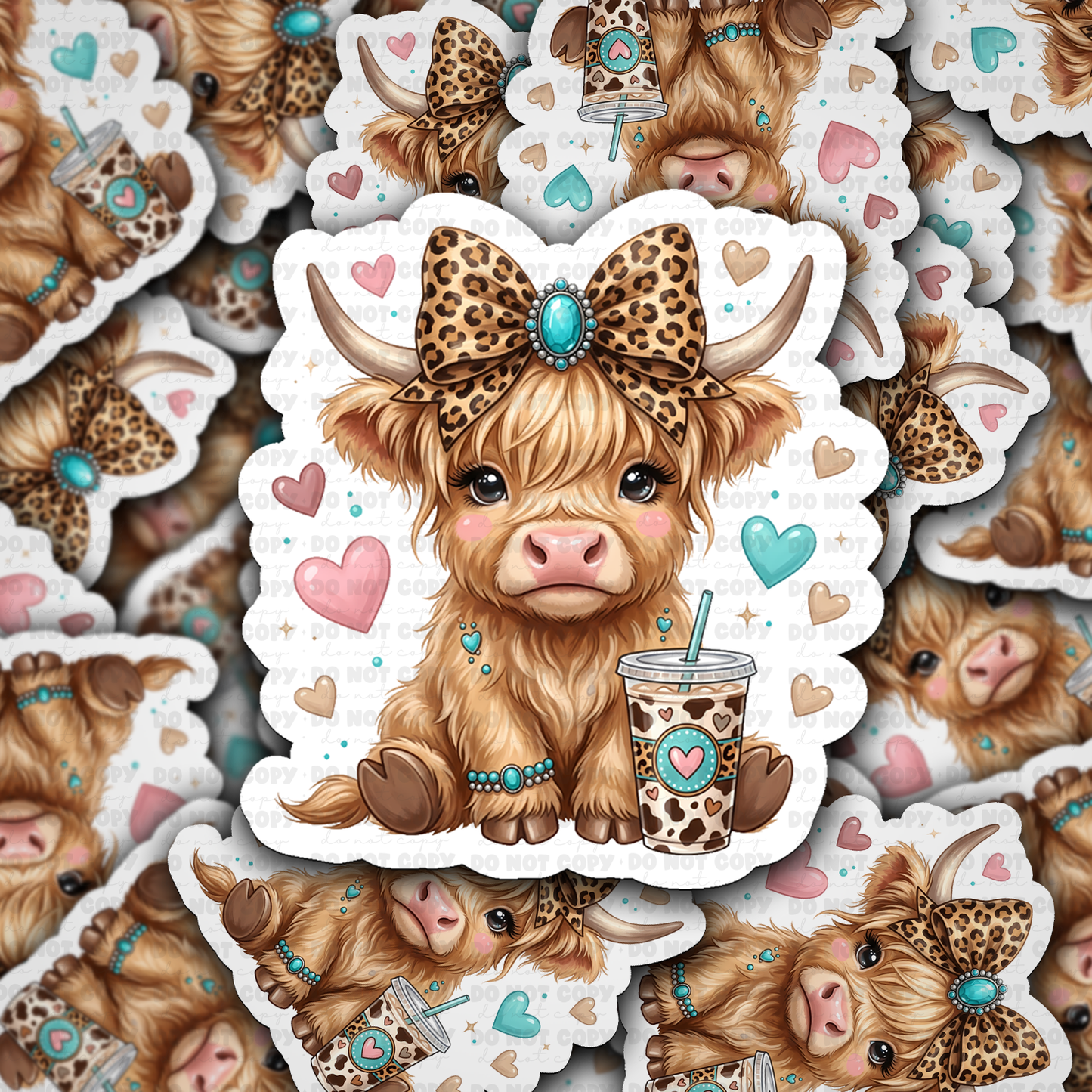 DS 3149 - Highland Cow Leopard Die Cut sticker