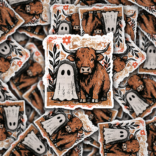 DC 2048 - Highland with ghost Die Cut Sticker