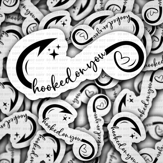 DC 1644 - Hooked on you Die Cut Sticker