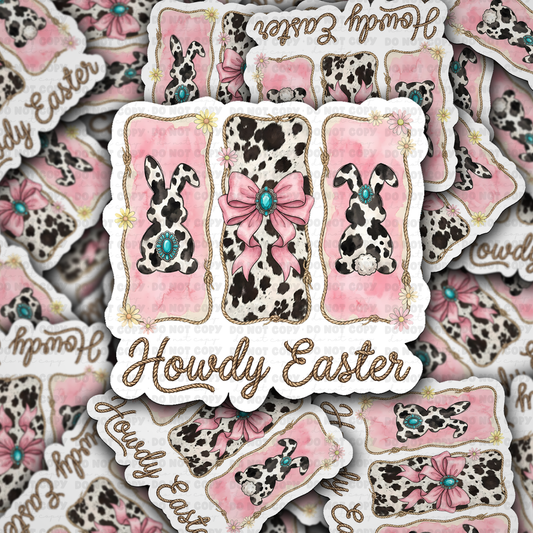 DS - 2695 Howdy Easter western bunnies Die Cut sticker