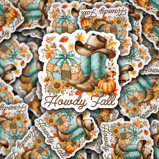 DC 2079 - Howdy fall with boots Die Cut Sticker