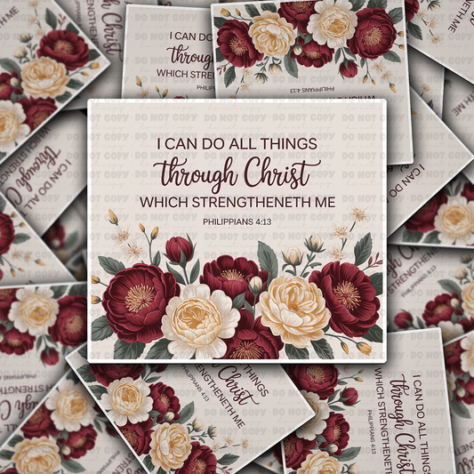 DS 2772 - I can do all things through Christ Die Cut sticker