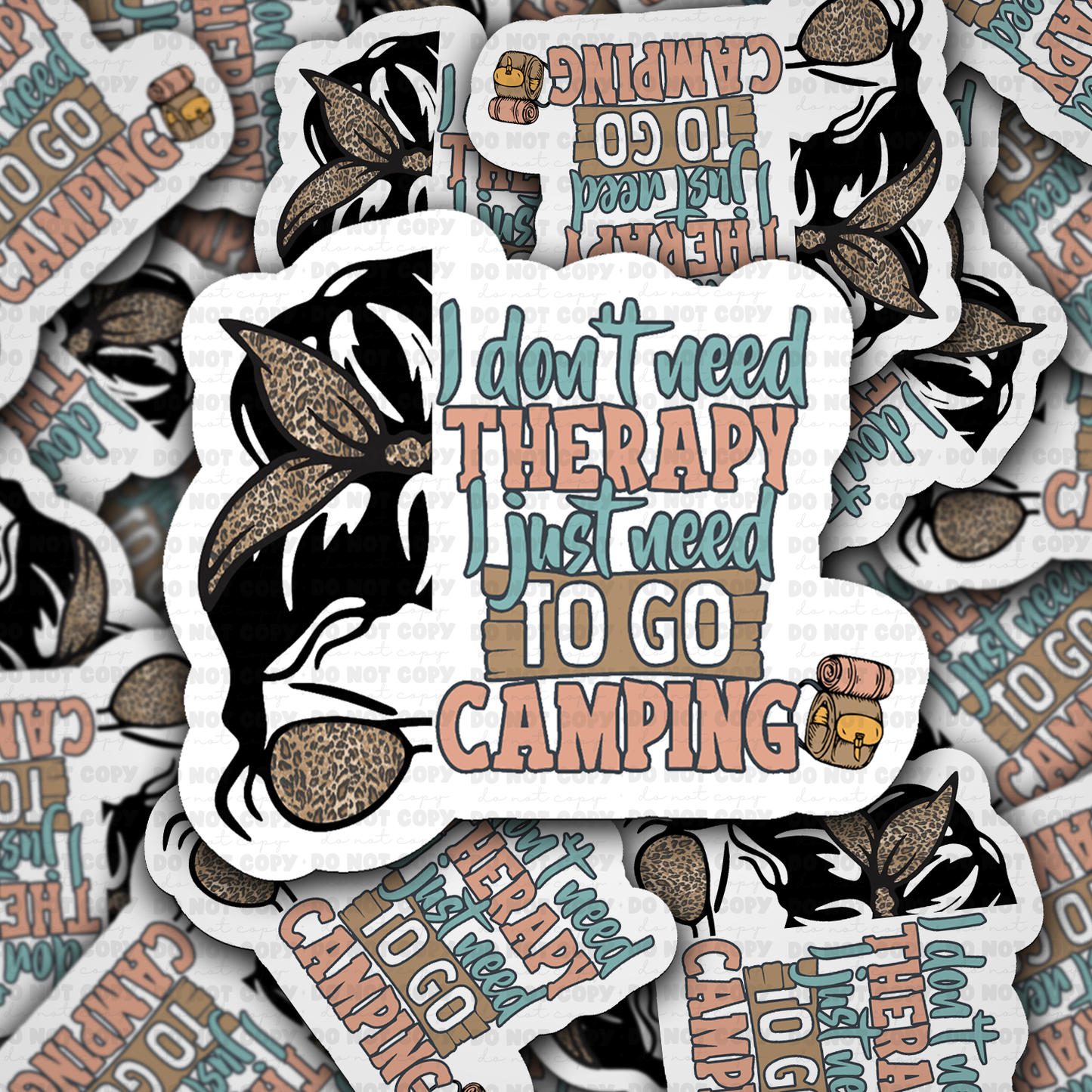 DS 2969 - I don't need theraphy I need to go camping Die Cut sticker