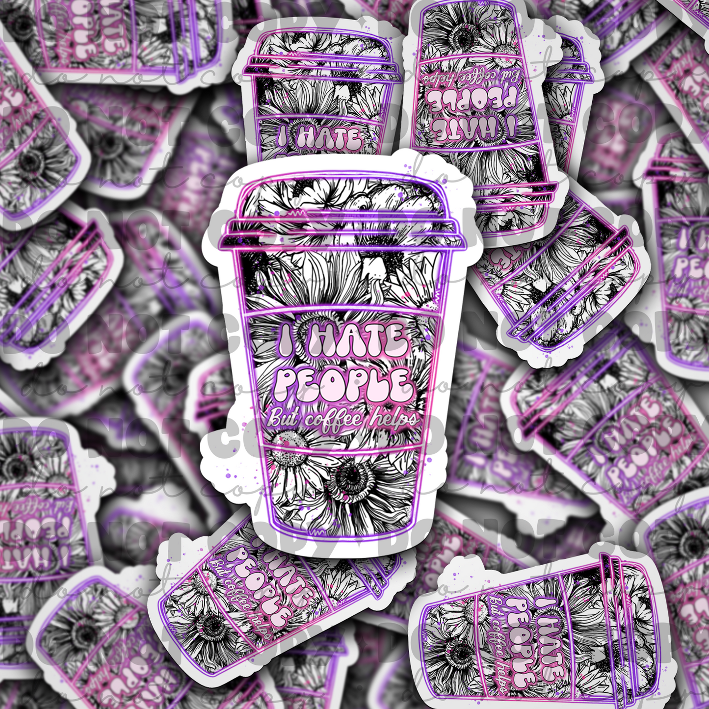 I hate people but coffee helps Die cut sticker 3-5 Business Day TAT
