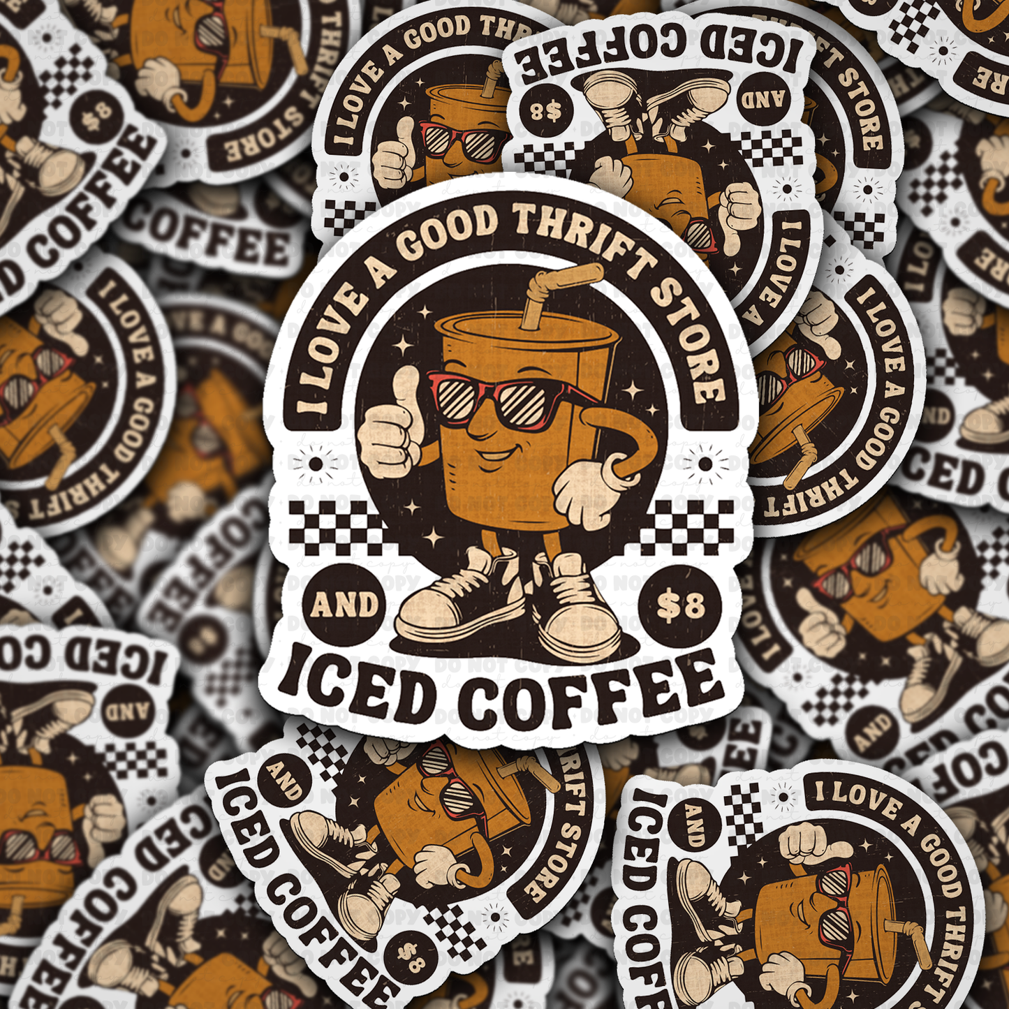 DS - 2487 I love a good thrift store and iced coffee Die Cut Sticker
