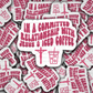 DC 2128 - In a commited relationship with Jesus and Iced coffee Die Cut Sticker