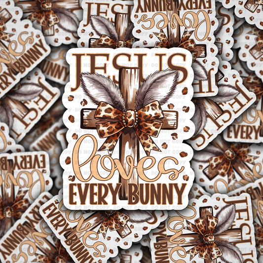 DC 1463 - Jesus loves every bunny die cut sticker