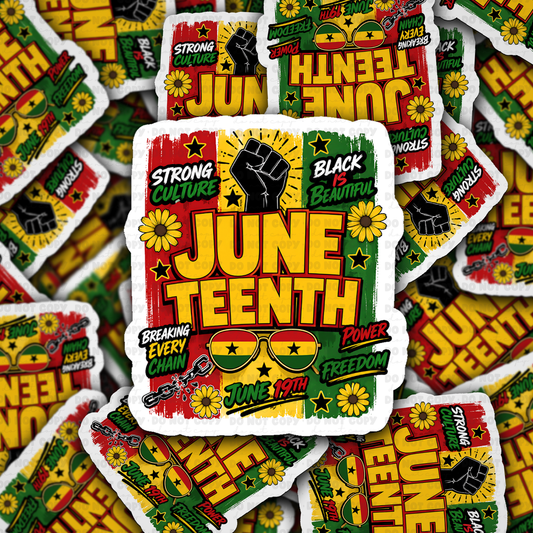 DS 3060 - Juneteenth with glasses Die Cut sticker