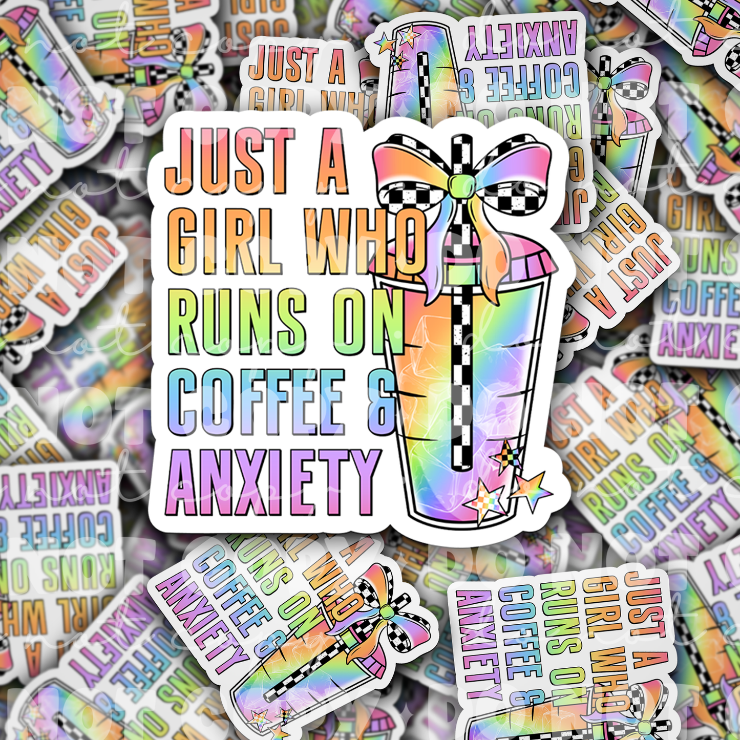 DC 1749 - just a girl who runs on coffee and anxiety Die Cut Sticker