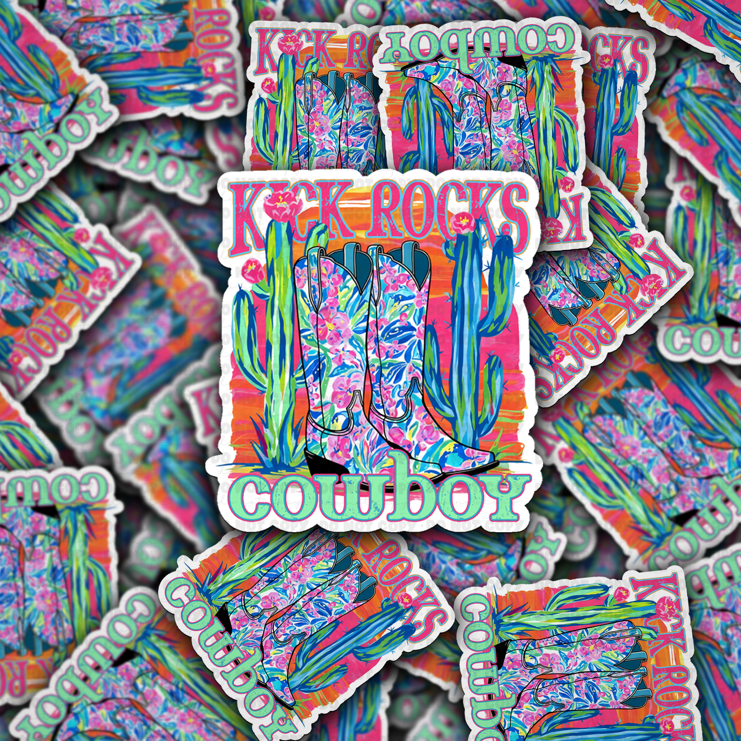 DC 1786 - Kick rocks cowboy Die Cut Sticker