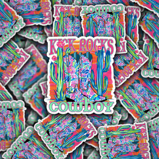 DC 1786 - Kick rocks cowboy Die Cut Sticker