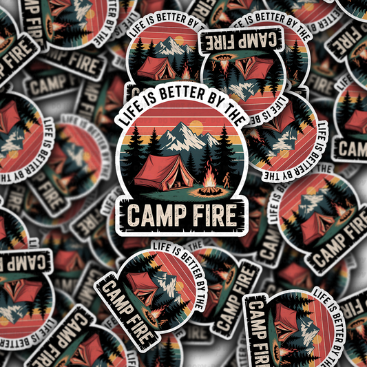 DC 1939 - Life is better by the camp fire Die Cut Sticker