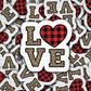 DS - 2429 Love leopard buffalo plaid Die Cut Sticker