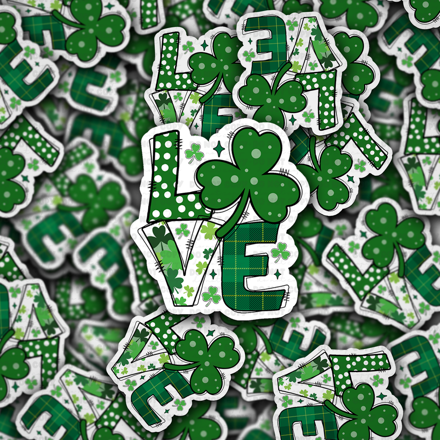 DC 1452 - Love shamrock clover die cut sticker