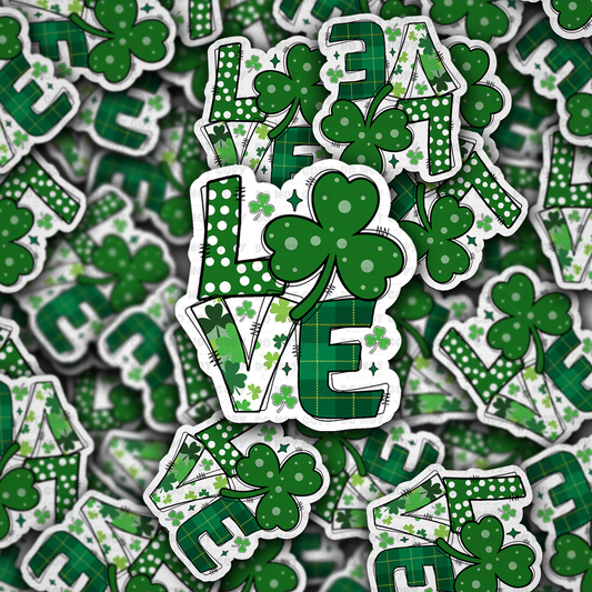 DC 1452 - Love shamrock clover die cut sticker