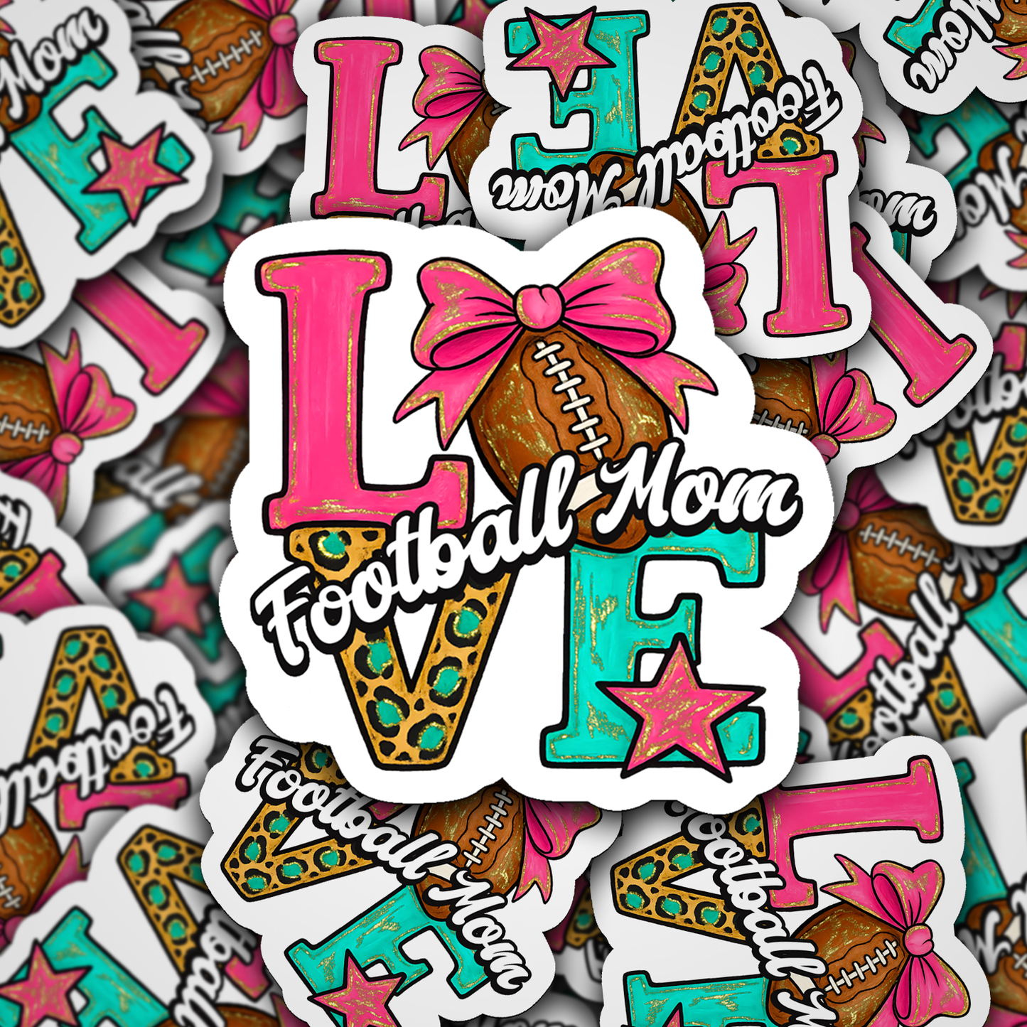 DC 2129 - Love football mom Die Cut Sticker