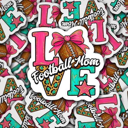DC 2129 - Love football mom Die Cut Sticker