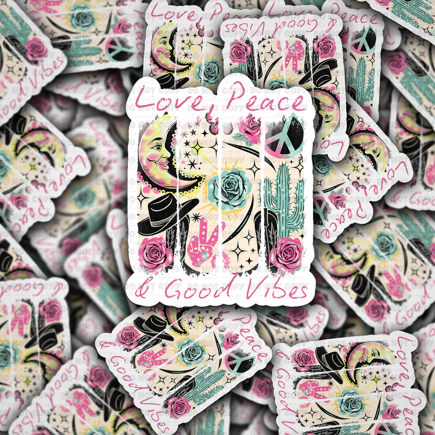DC 1940 - Love peace and good vibes Die Cut Sticker