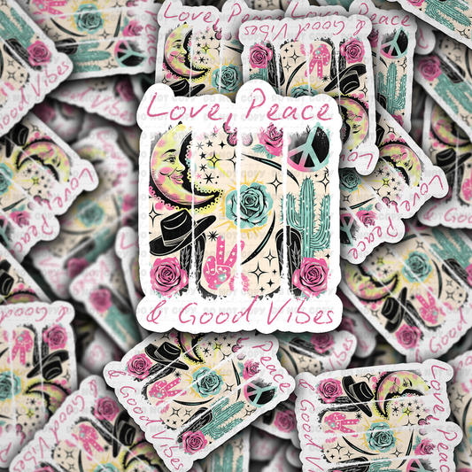 DC 1940 - Love peace and good vibes Die Cut Sticker