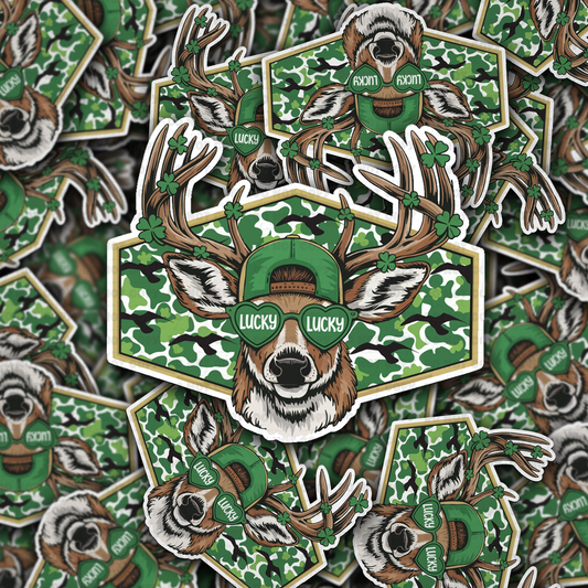 DS - 2622 Lucky buck deer St. Patrick's Die Cut sticker