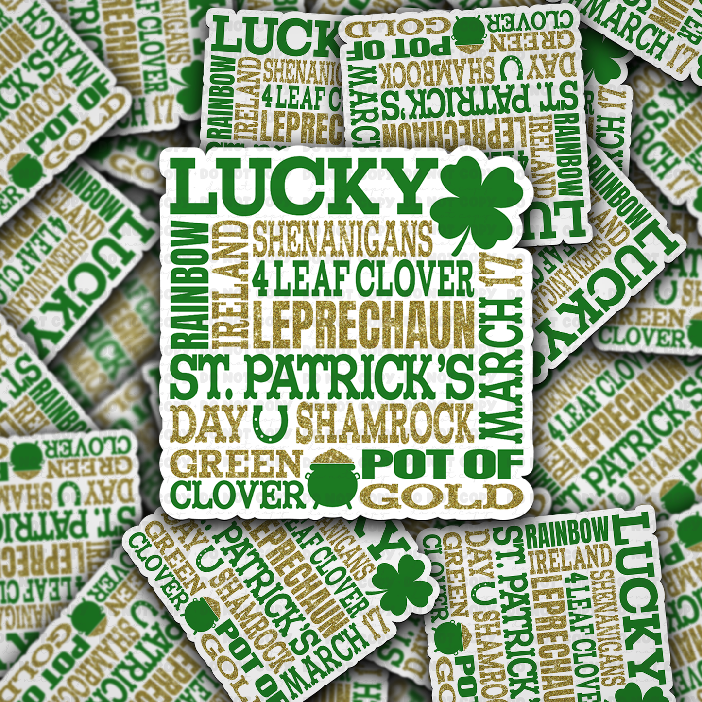 DC 1420 - Lucky shenanigans 4 leaf clover die cut sticker