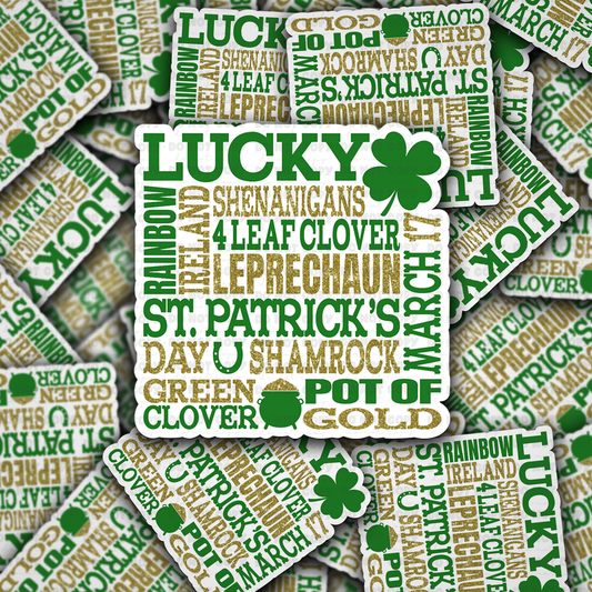 DC 1420 - Lucky shenanigans 4 leaf clover die cut sticker
