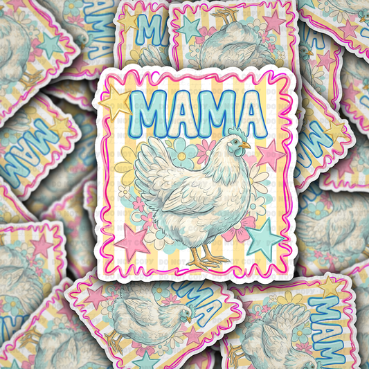 DS 3334 - Mama Hen Die Cut sticker
