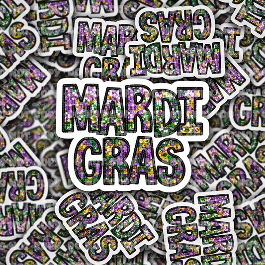 DC582 Mardi gras sequin Die cut sticker 3-5 Business Day TAT