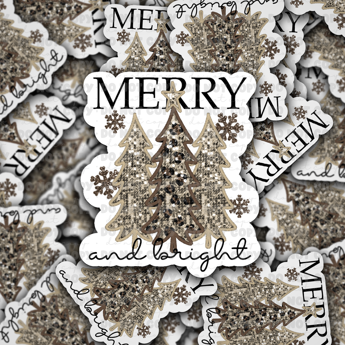 dc476 merry and bright Die cut sticker 3-5 Business Day TAT