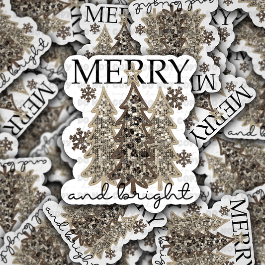 dc476 merry and bright Die cut sticker 3-5 Business Day TAT