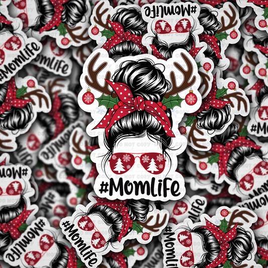 DS 2269 - Mom life Christmas messy bun Die Cut Sticker