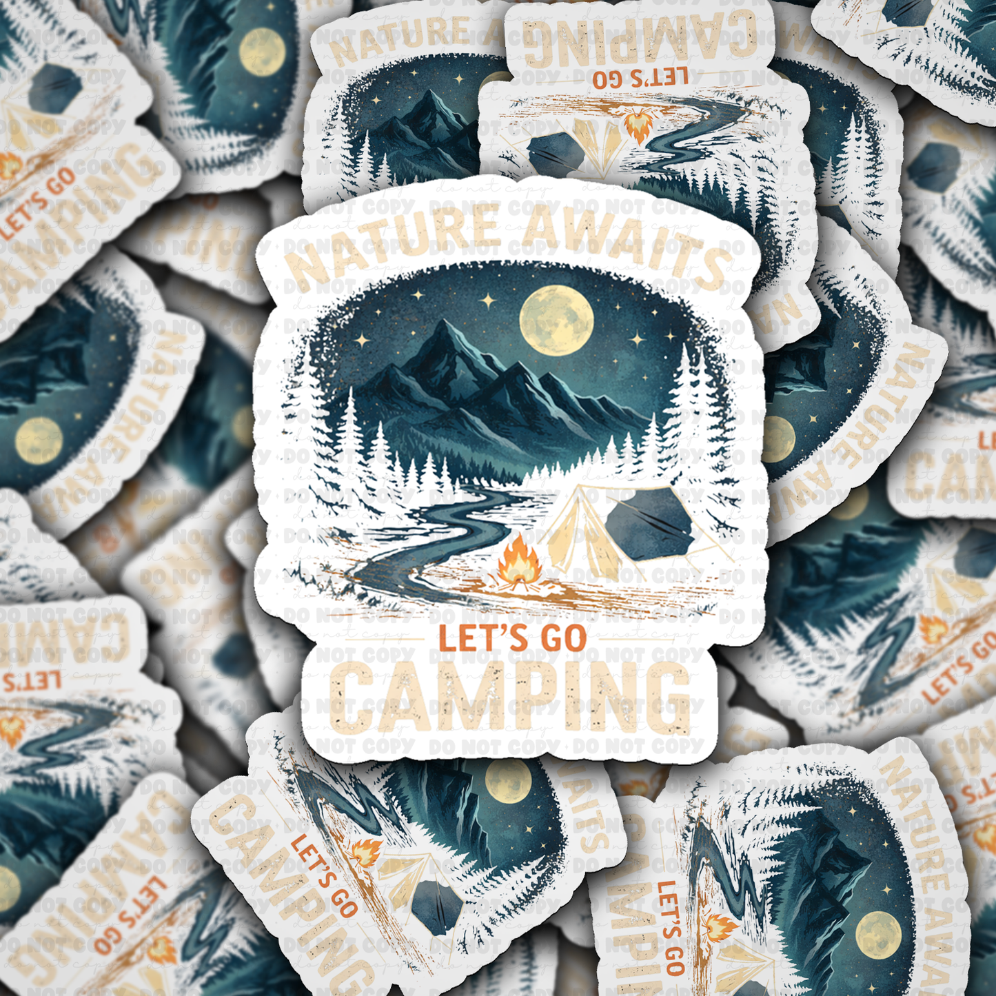 DS 2979 - Nature awaits lets go camping Die Cut sticker
