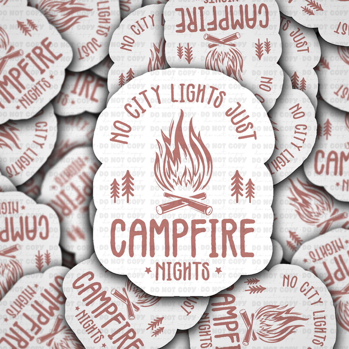 DS 3016 - No City Lights Just Campfire Nights Die Cut sticker