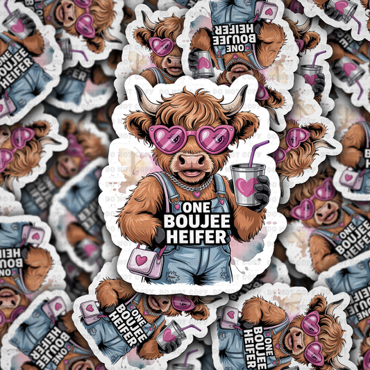 DS - 2412 One boujee heifer Die Cut Sticker