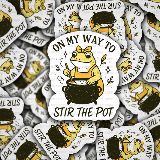DC 2060 - On my way to stir the pot frog Die Cut Sticker